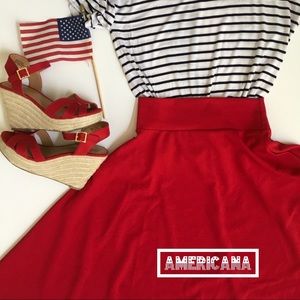 Classic lipstick red midi skirt